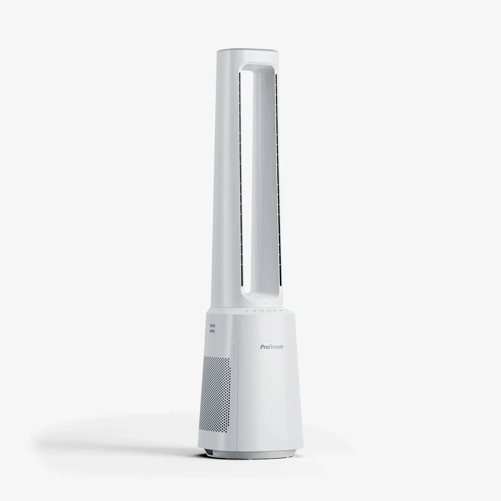 OmniAir 41" Premium Bladeless Tower Fan and Air Purifier - White