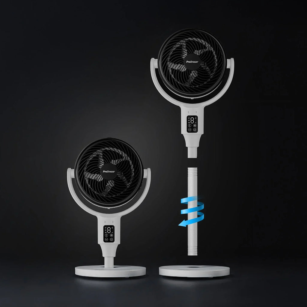 AirFlo™ 43" Hybrid Pedestal Fan - Ultra-Quiet Air Circulator - White/Black
