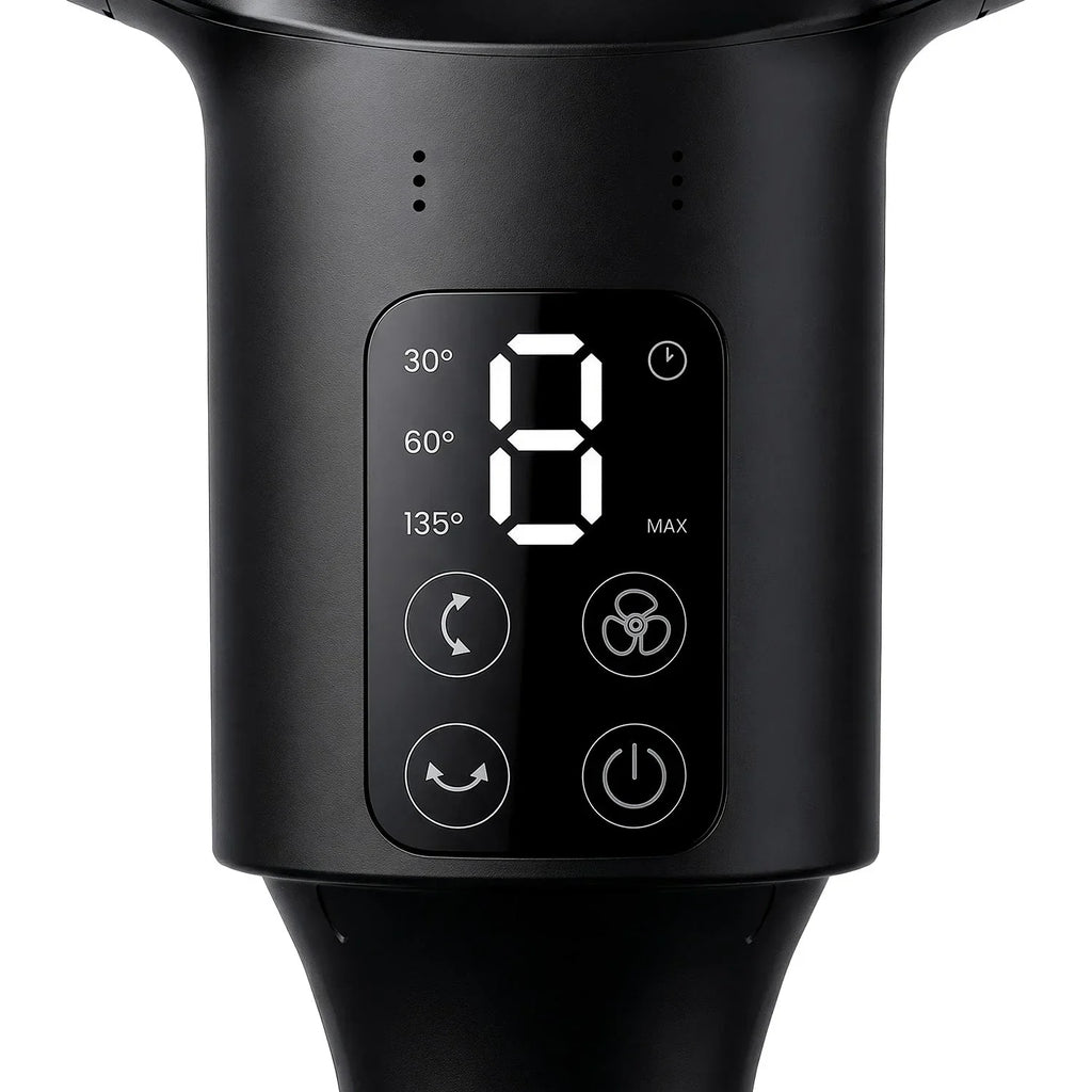 AirFlo Plus™ 44" Smart Hybrid Pedestal Fan - Ultra-Quiet Air Circulator - Black