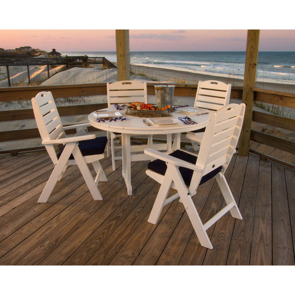 Nautical Folding Chair 5-Piece Round Farmhouse Dining Set