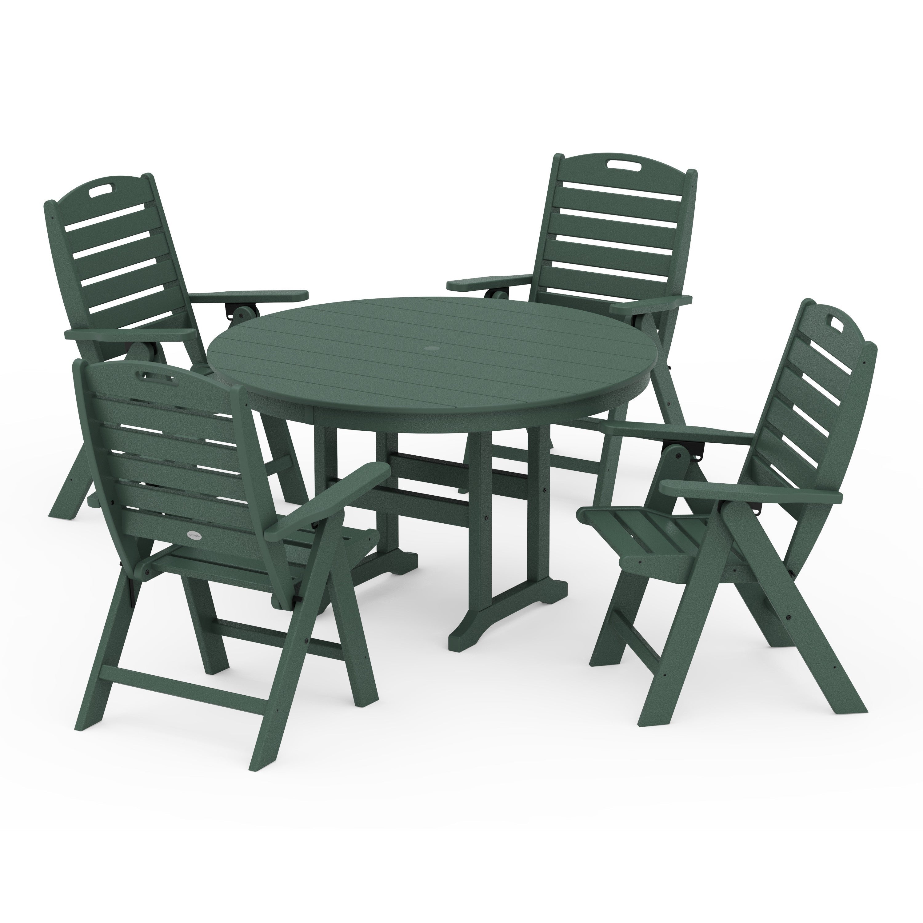 Nautical Folding Chair 5-Piece Round Farmhouse Dining Set