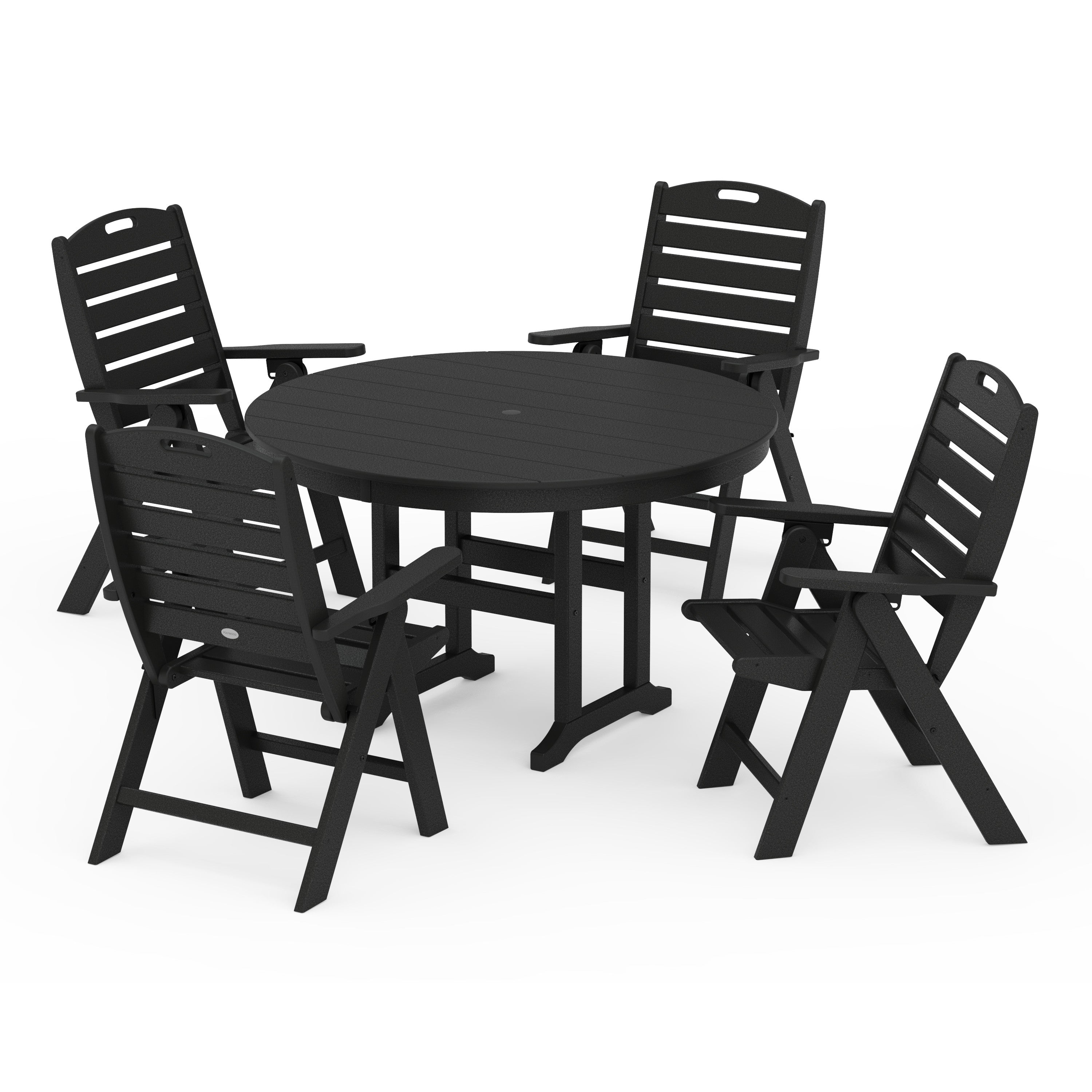 Nautical Folding Chair 5-Piece Round Farmhouse Dining Set
