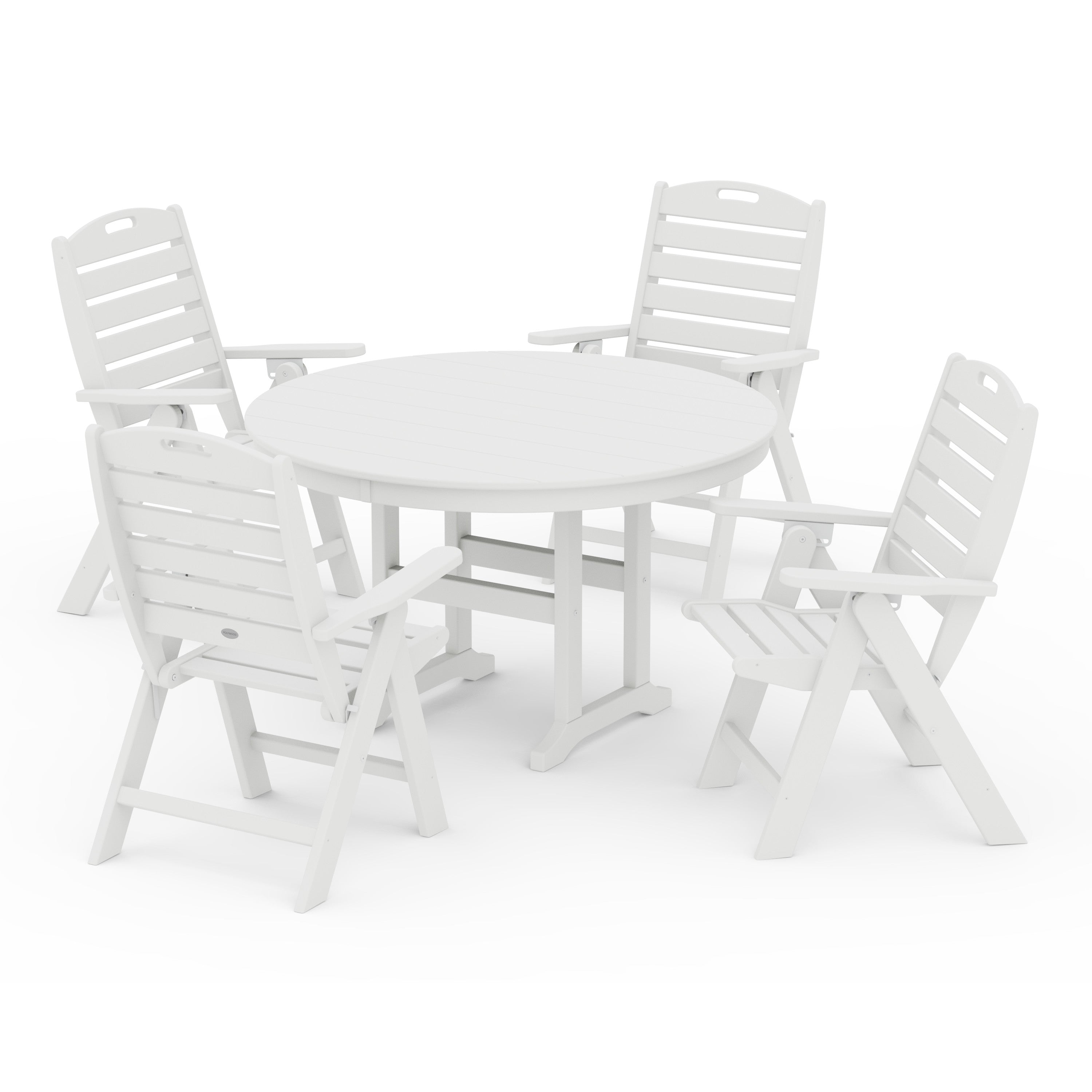 Nautical Folding Chair 5-Piece Round Farmhouse Dining Set