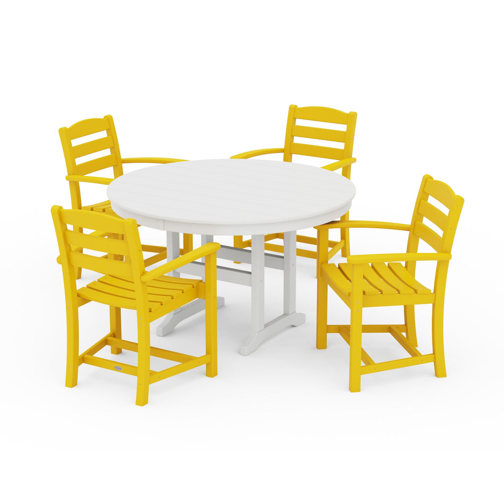 La Casa Café 5-Piece Round Farmhouse Dining Set