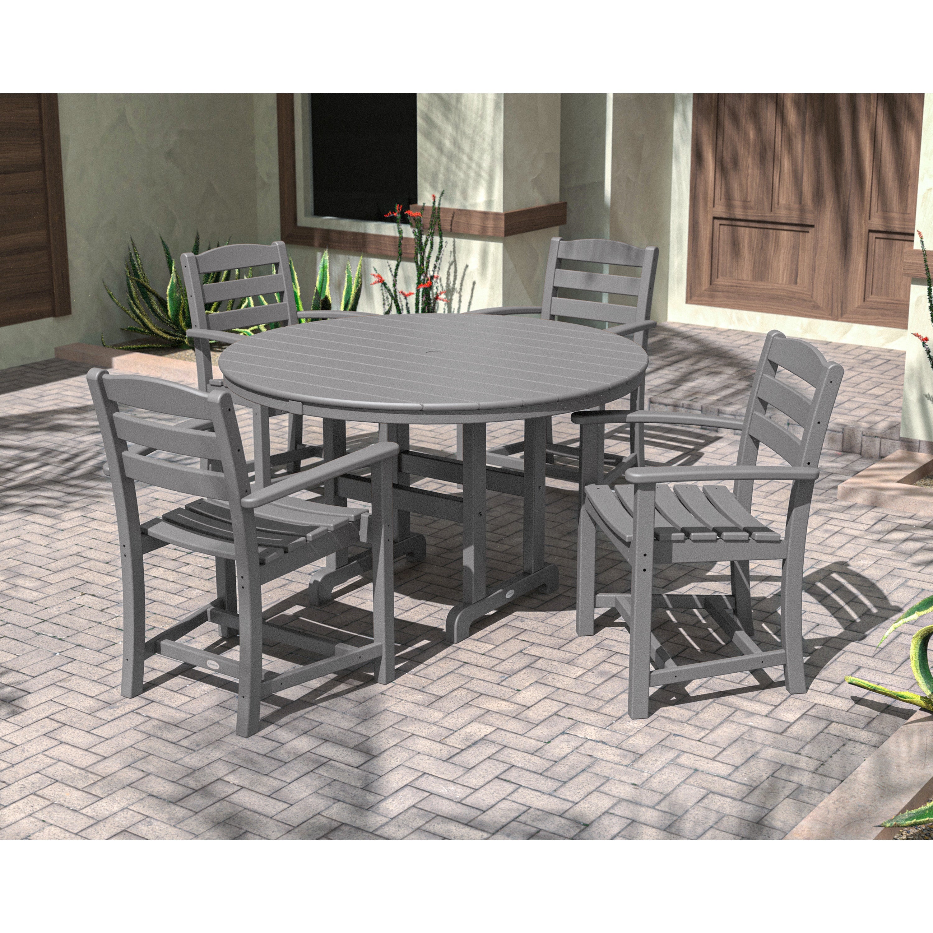 La Casa Café 5-Piece Round Farmhouse Dining Set