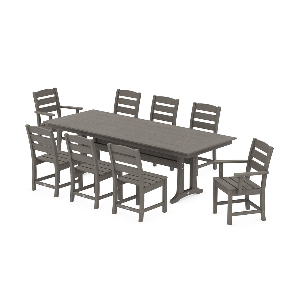 Lakeside 9-Piece Farmhouse Dining Set with Trestle Legs